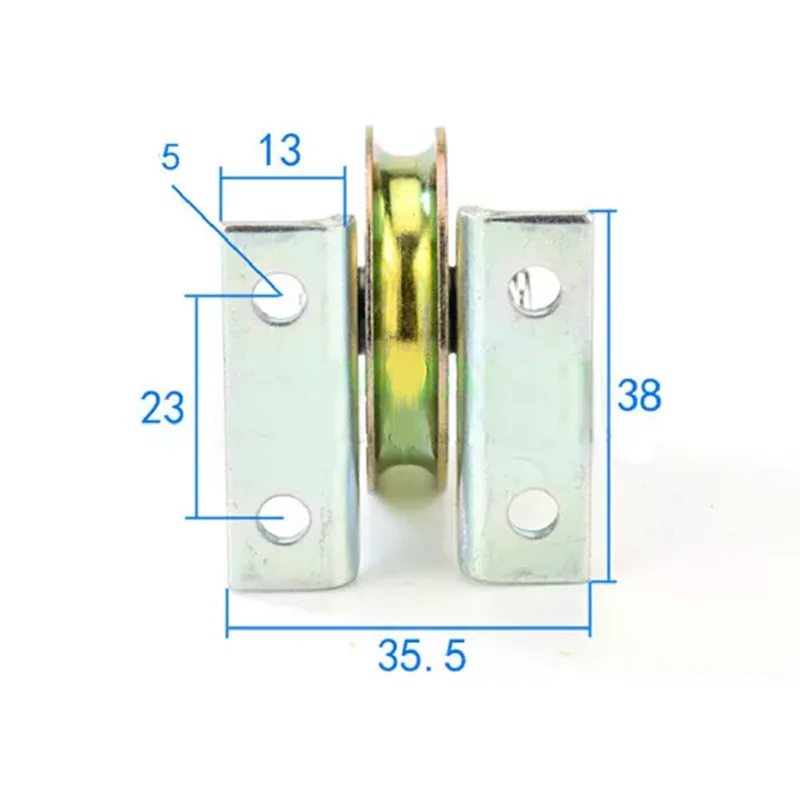 1Pc 6.4x38x8.3mmSteel Wire Rope Cable Track Pulley 6.4mm Bore Bearing OD 38mm Wheel With Triangular Bracket/L Bracket U-grooved