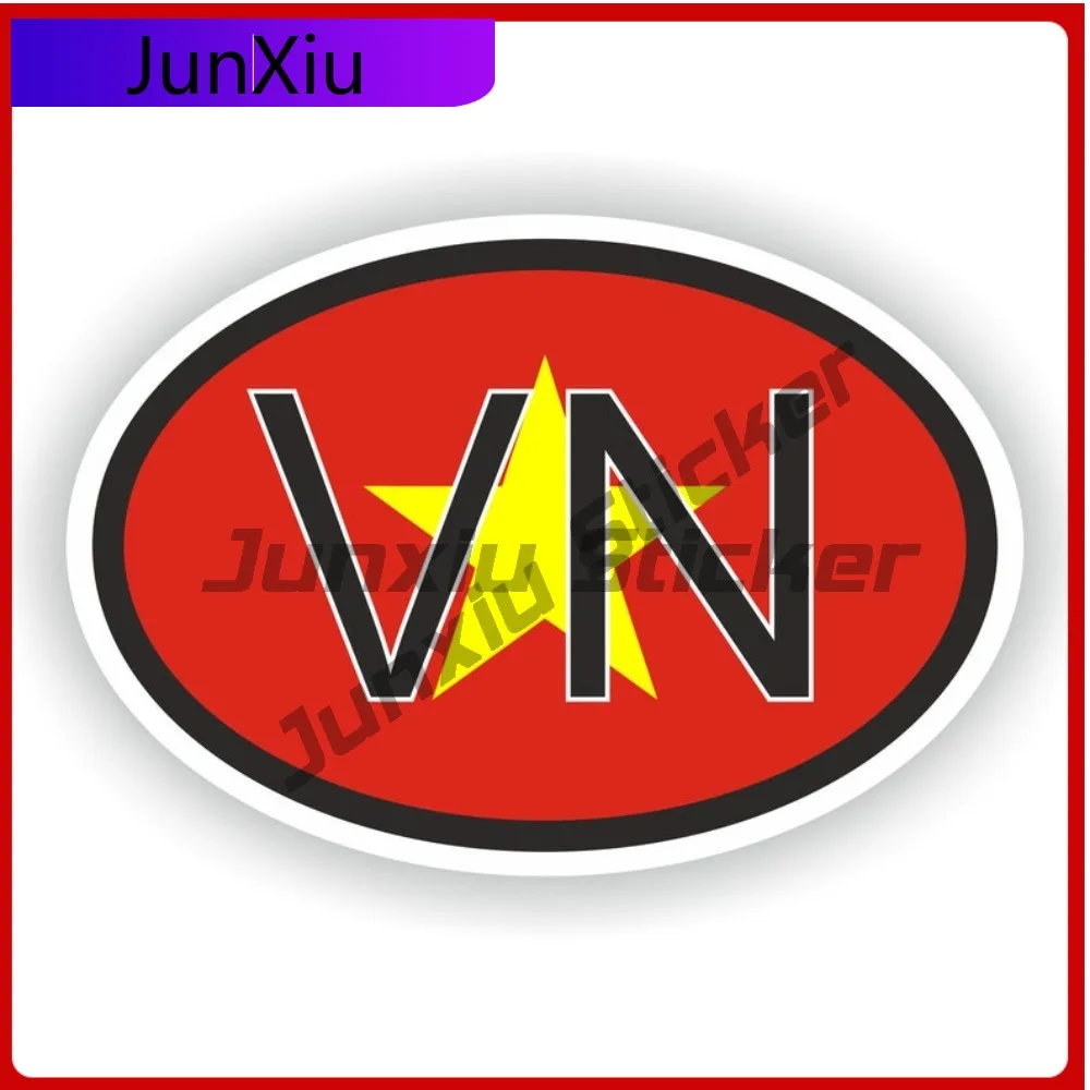 

Vietnam Oval Country Code Vn Flag National Emblem With White Border Vinyl Decals Scratch Cover Exterior X 500 Motorcycle Waterpr