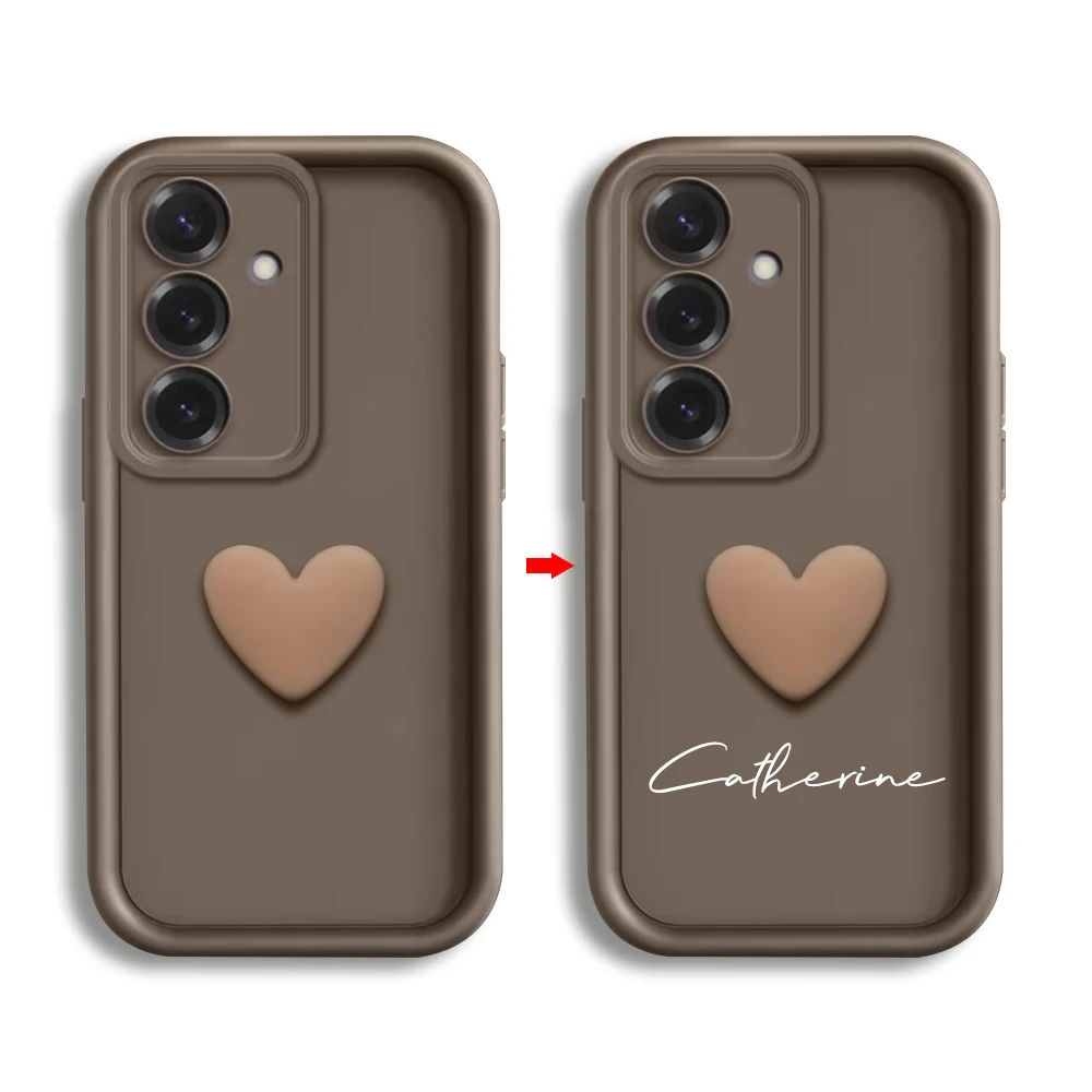 Cute INS Love Heart Personalized Name Case For Samsung S25 Edge Note 20 Ultra S22 23 24 25 Luxury Soft Silicone Custom DIY Cover