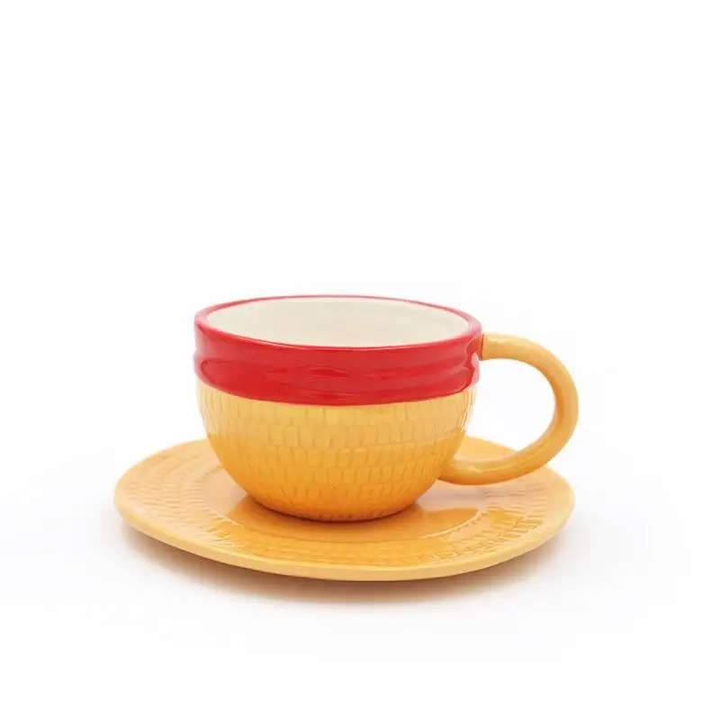 

Creative Ceramic Coffee Cup Set with Straw Hat Design QH King Pirate Tale Ceramic Mug White Porcelain No Lid Dining Utensils