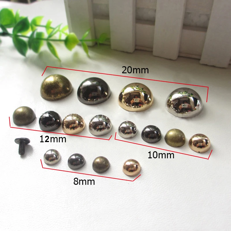 10pcs 8/10/12/12mm Dome Rivet Screw Spike Studs Punk Spots Garment Leather Craft Belt Wallet Decoration Craft DIY Accessory