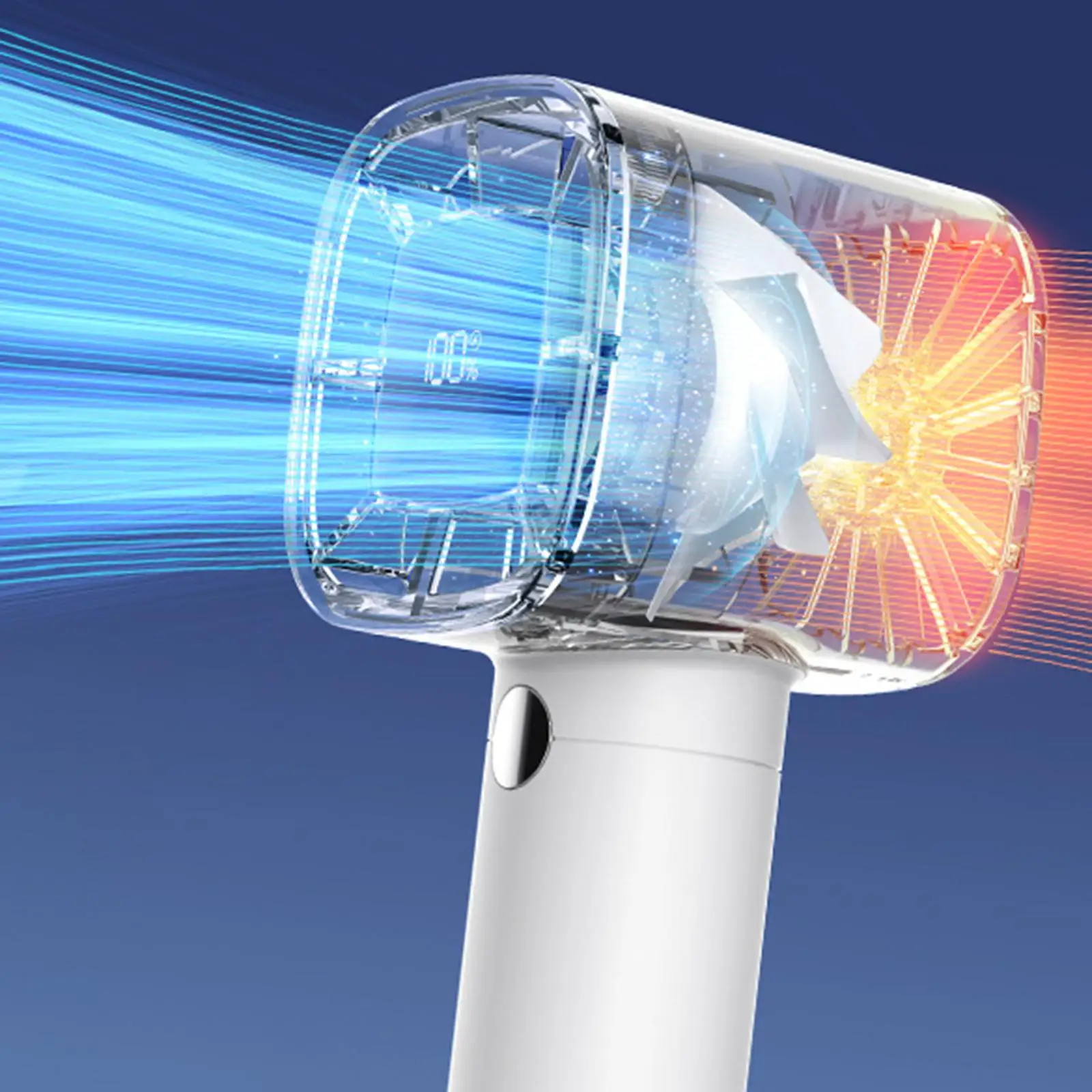 Handheld Fan USB Rechargeable Mini Portable Fan Digital Display Air Cooling Fan Table Fan 3 Wind Speeds