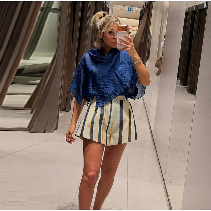 Striped High-Waisted Pocket Shorts — product information 7