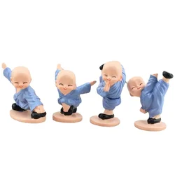 4pcs Kawaii Shaolin Little Monk Kung Fu Boy Resin Figurine Ornaments Gifts Craft Buddha Figurines Miniature Figurines Home Decor