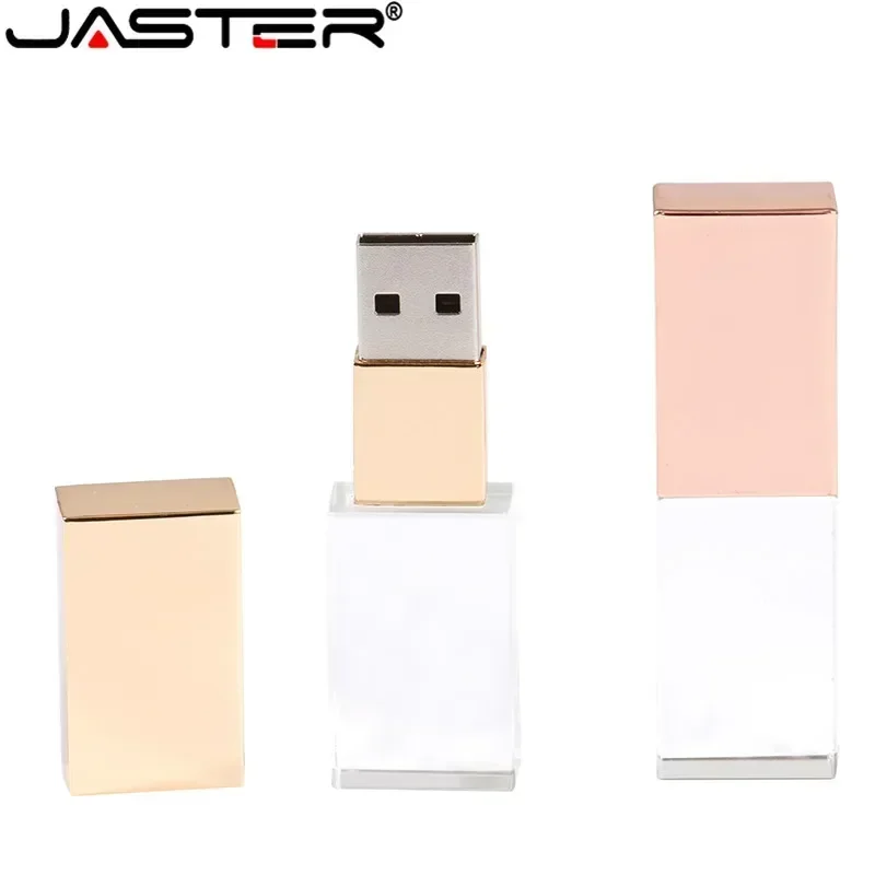 JASTER-Unidad Flash USB 2,0 de cristal, Pendrive a prueba de agua, 64GB, 32GB, 16GB, 8GB, 4GB, regalo creativo, logotipo personalizado gratis