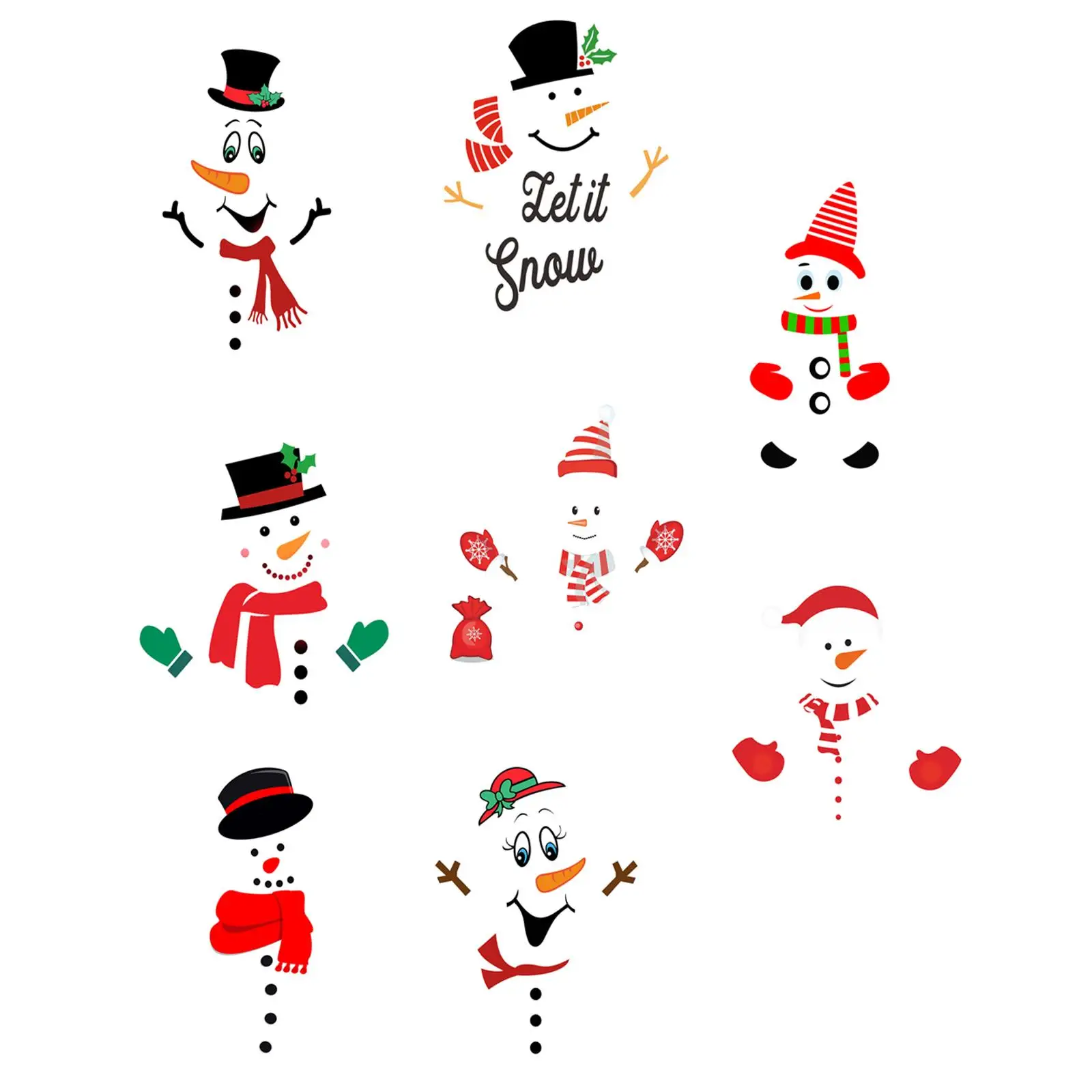 

Cute Snowman Cooler Sticker Waterproof Cartoon Expression Personalized Window Closer for Door