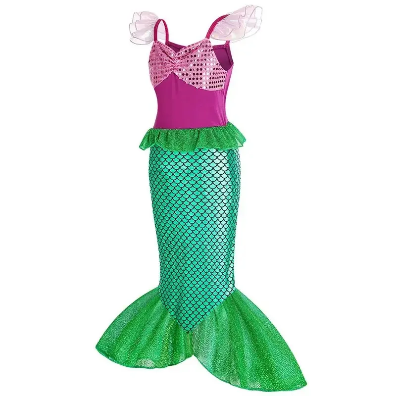 كرنفال تأثيري حلي حورية البحر حفلة موسيقية فستان الأميرة الاطفال فستان صيفي عيد الهالوين فستان عيد ميلاد حتى ارييل تمويه للفتيات