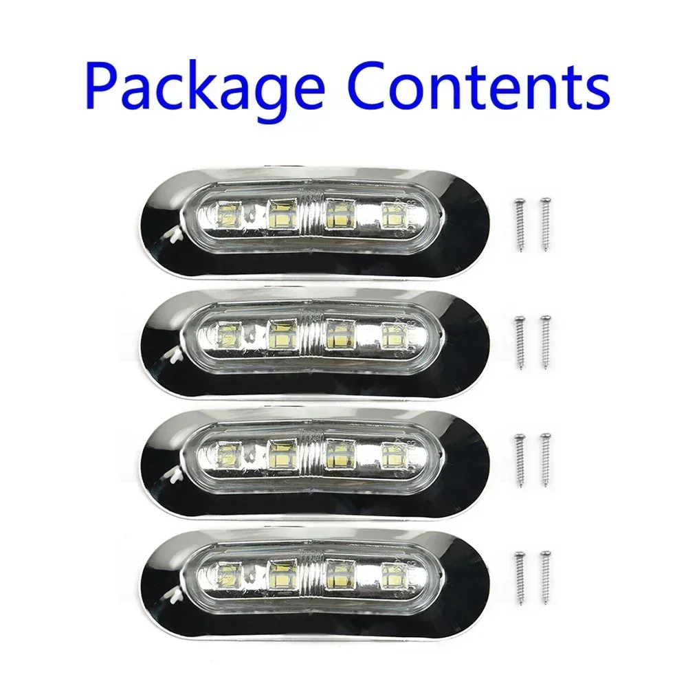 4pcs Marine Boat LED Courtesy Lights Cabin Deck Walkway Stair Light White 12V -24V Boat LED Lights Marine Light Car Accessories