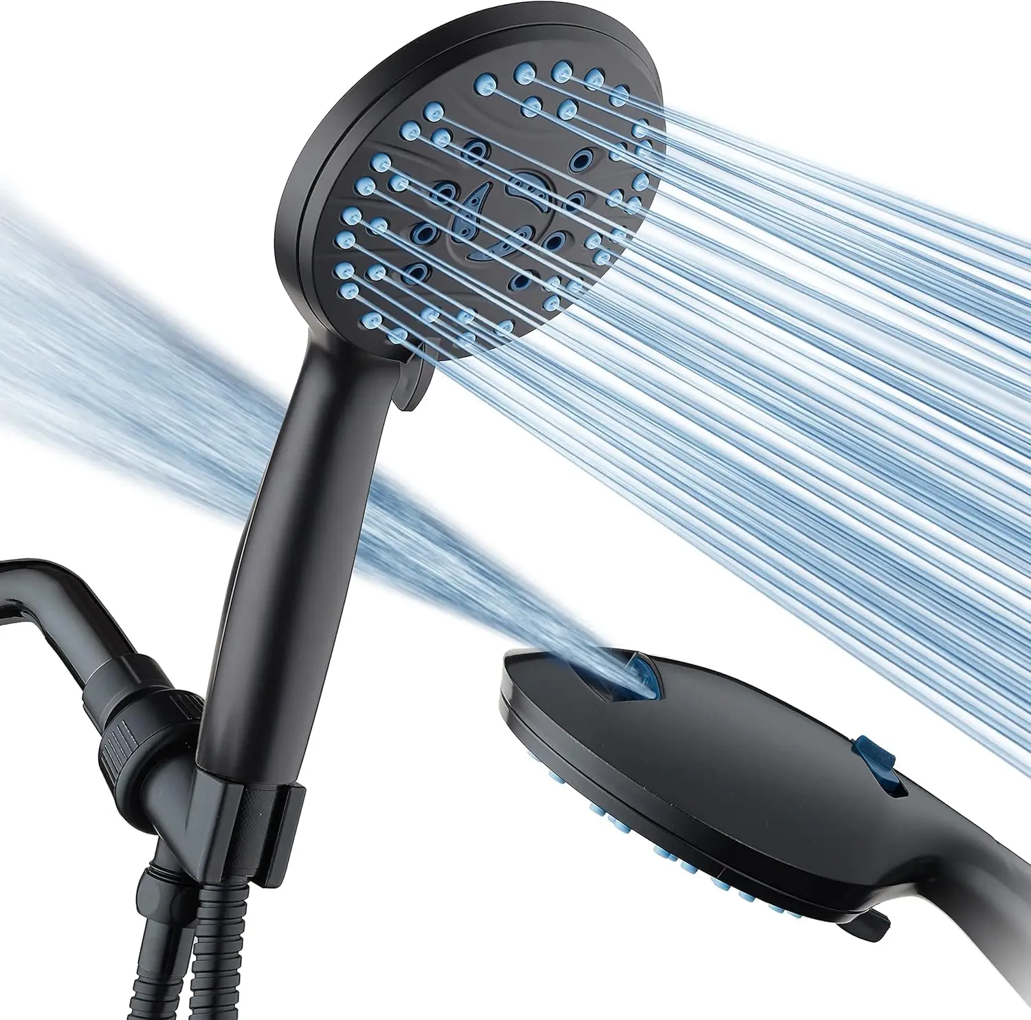 

8-Mode High Pressure Handheld Shower Head with Anti-Clog Nozzles, Power Wash for Tub, Tile & Pets, 6 ft. Hose & Brackets
