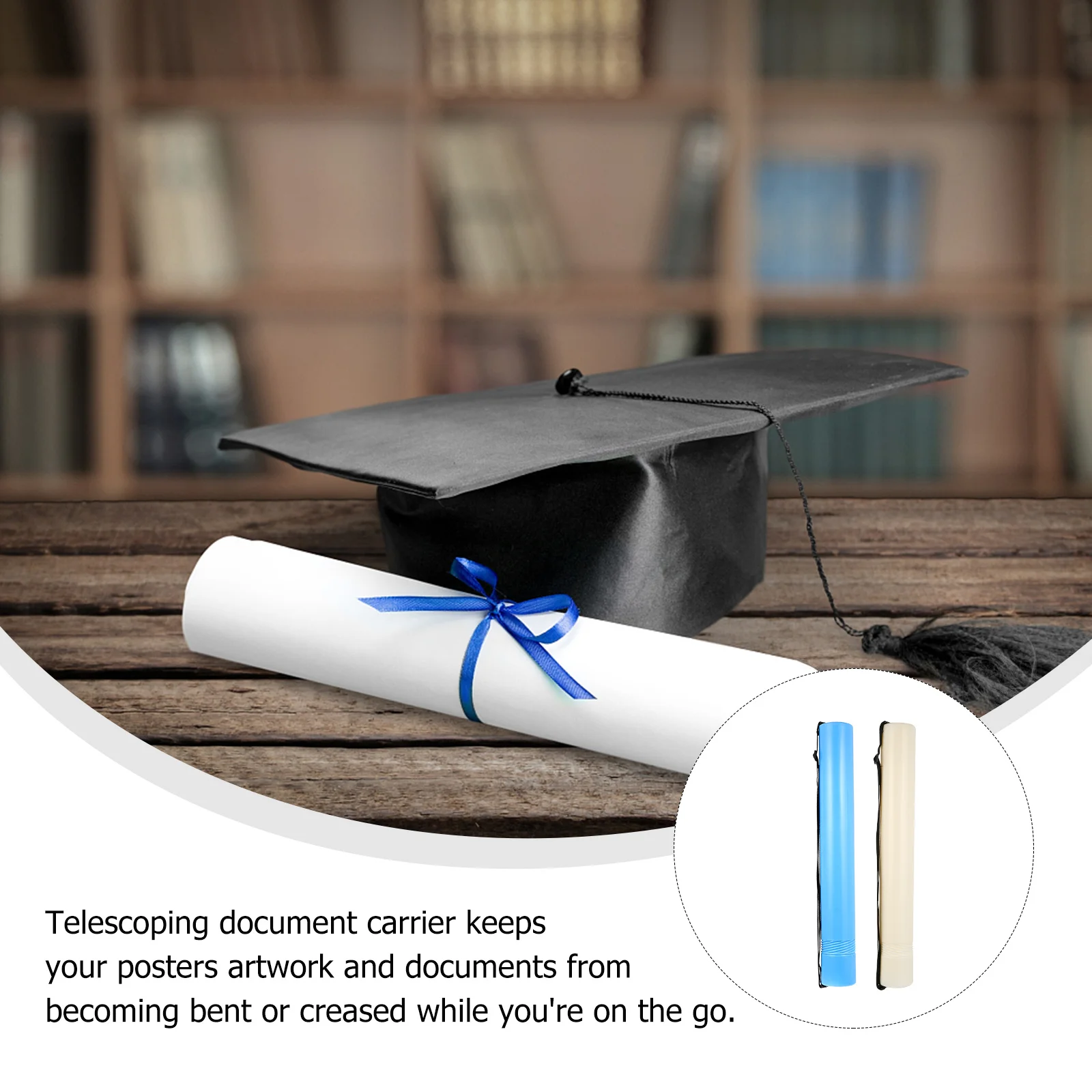 2pcs Poster With Shoulder Strap Extendable Storage Tube For Artwork Drawing Documents 93Cm Telescopic Plastic Tube