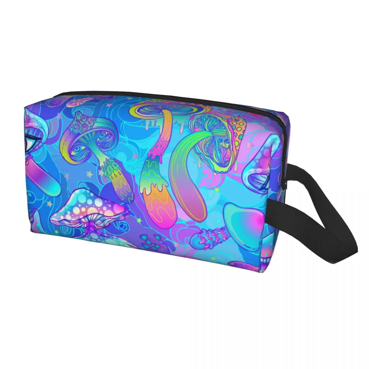 Magic Mushroom Trippy Psychedelic Neon Pastel Goth Cosmetic Bag Women Large Capacity Makeup Case Beauty Storage Toiletry Bags view 3