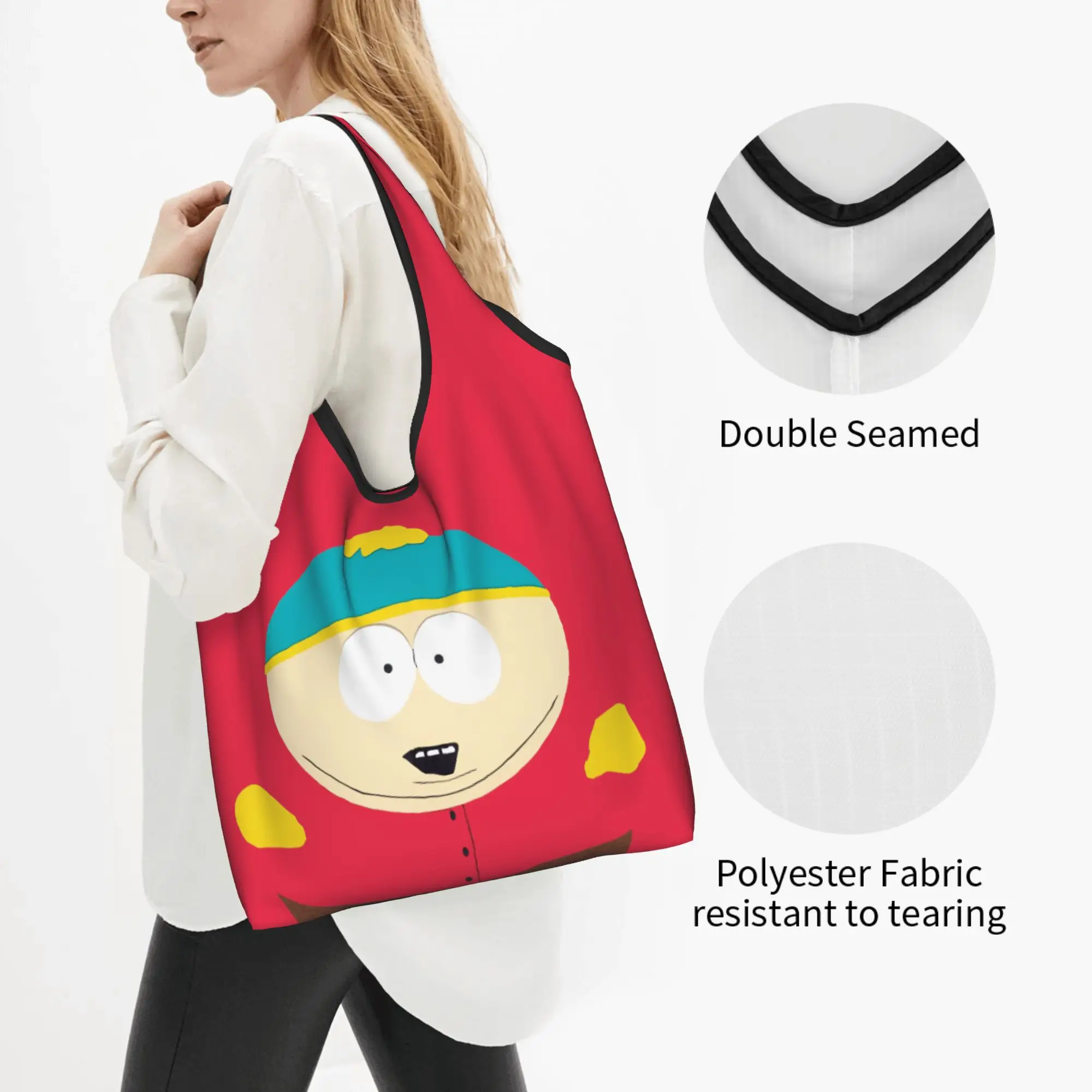 Custom S-Southes Cartoon Hot Shopping Bags Women Portable Large Capacity Groceries Comic Shopper Tote Bags