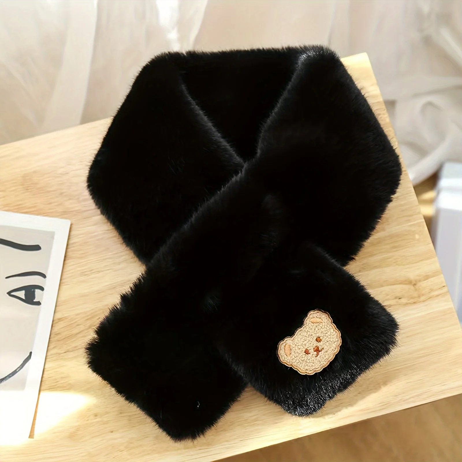 Women's Fleece-Lined Warm Scarf & Neck Warmer - Windproof Winter Cold Weather Accessory, Cute Cat Face Design, Soft and Warm Neck Warmer for Outdoor Activities, Elegant Neck Warmer for Skiing, Snowboarding, and Everyday Use - Breathable Fleece view 2