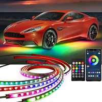 Luz LED de neón 4 en 1 para coche, luz inferior RGB, tira de luces LED Flexible e impermeable, lámpara decorativa con Control por aplicación remota