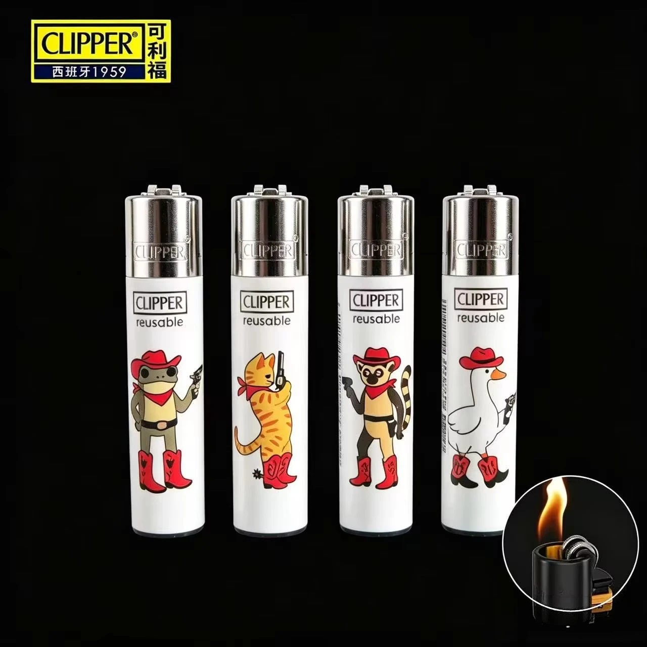 Clipper Brand Personalized Pattern Grinding Wheel Lighter Outdoor Portable Butane Inflatable Lighter Smoking Tool