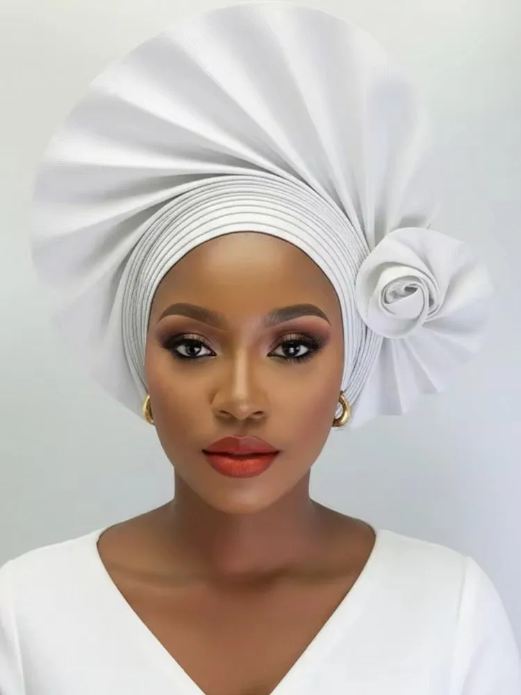 2026 جديد ربطة الرأس الأفريقية عمامة نيجيريا السيارات Gele أشرطة رأس السيارات Gele المرأة عمامة قبعة الزفاف Geles مسلم أشرطة رأس بونيه
