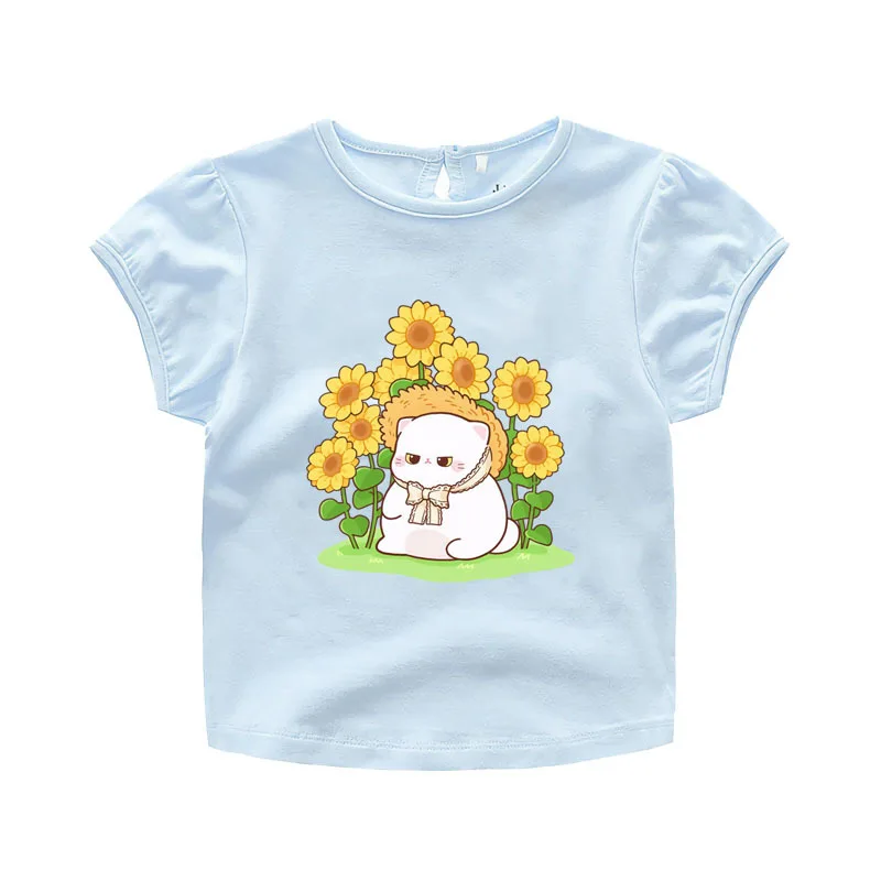 9 styles comic style flower picking cat Cactus Cat cute animals heat transfer iron on clothes children's T-shirt hoodie stickers