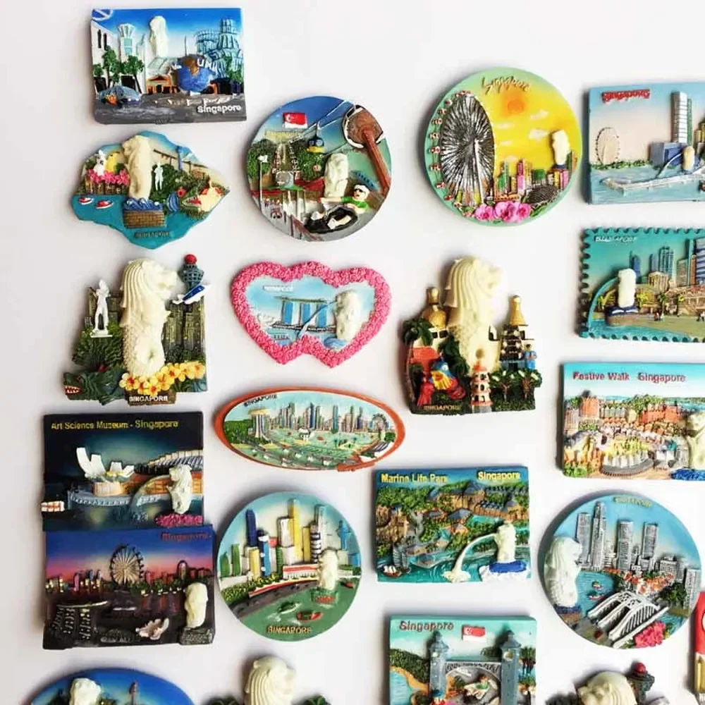 BABELEMI 1pcs Singapore Attractions Travel Souvenirs Fridge Magnets Fluorescent Magnetic Refrigerator Stickers Decoration Gifts