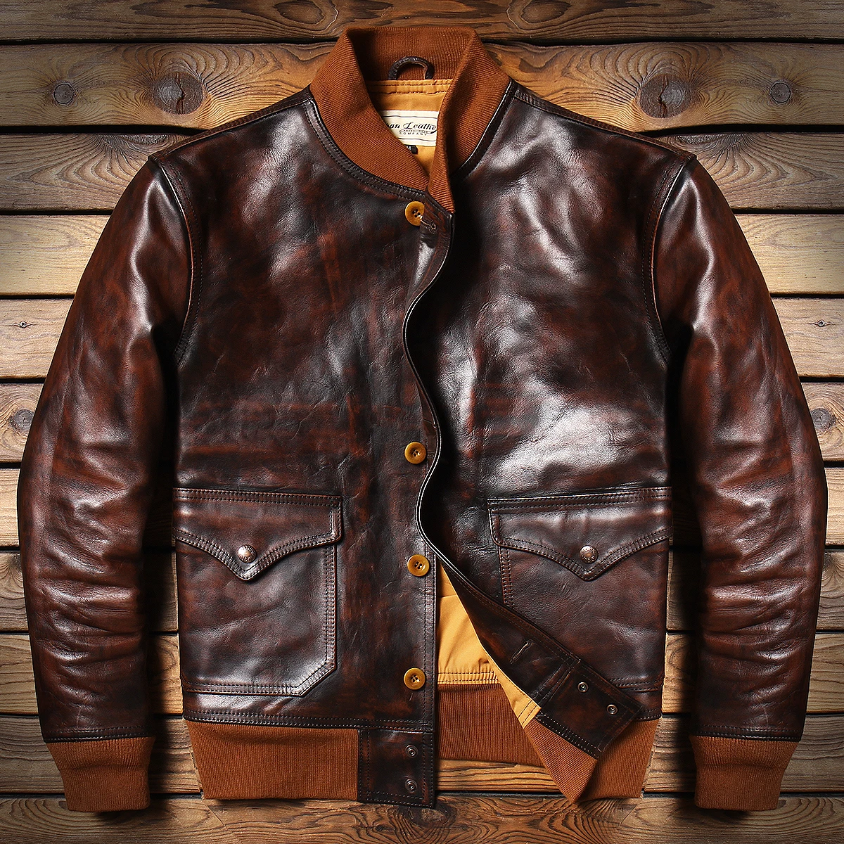 

Retro A2 Air Force Genuine Leather Jaet Handmade Dng Color Top Layer hide Men's Outerwear Autumn Winter Sle