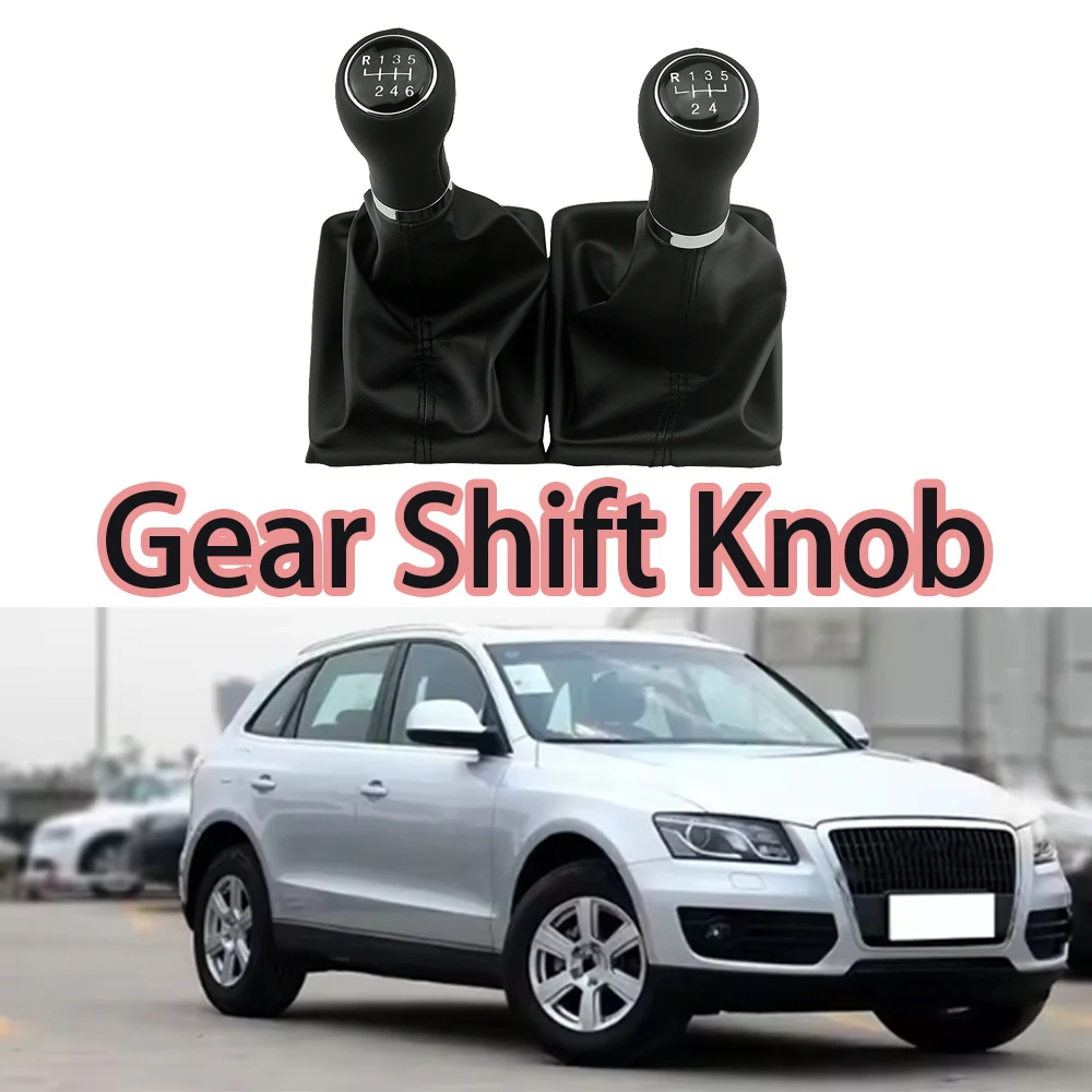 Manual 5 6 Speed Car Gear Shift Knob Shifter Lever With Leather For Audi A6 A4 S4 B8 8K A5 8T 8F Q5 8R 2007-2015 C6 2004-2012