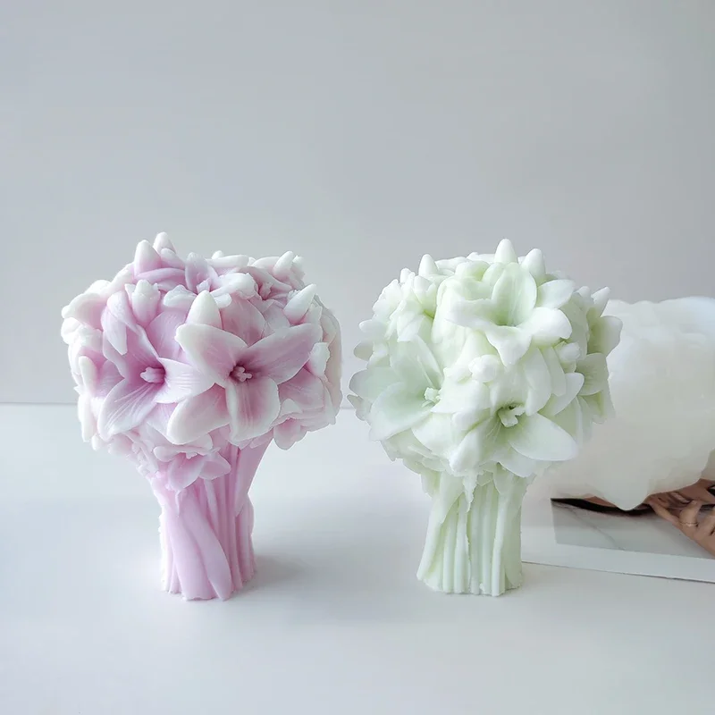 Silicone lily bouquet mold candle soap and silicone crafts elegant white flower design home decoration making tools