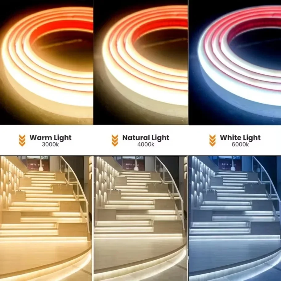 DC24V IP68 COB LED Strip Light CRI90 Flexible LED Tape 320LEDs/M Waterproof Silicone Tube High Density Liner LED Strip Lamp