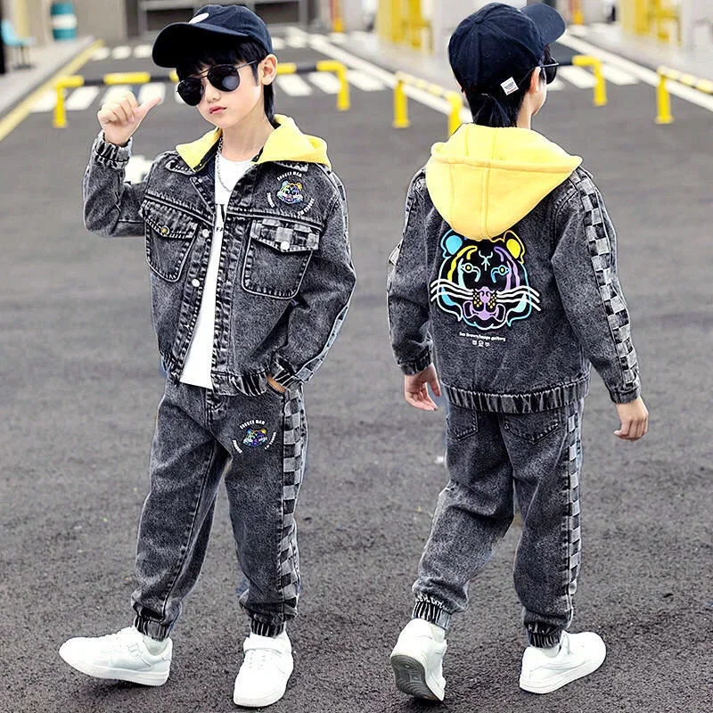 Boys Suit Coat+Pants Cotton 2Pcs/Sets 2023 Vintage Spring Autumn Sports Sets Tracksuit Children Clothing