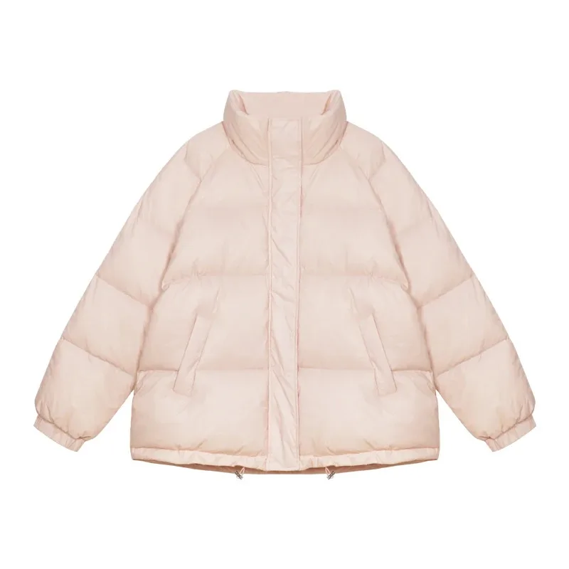 Veste matelassurera courte en duvet pour femme, manteau en coton, col montant nacré, parkas sauvages, style coréen Kawaii, hiver, 2021