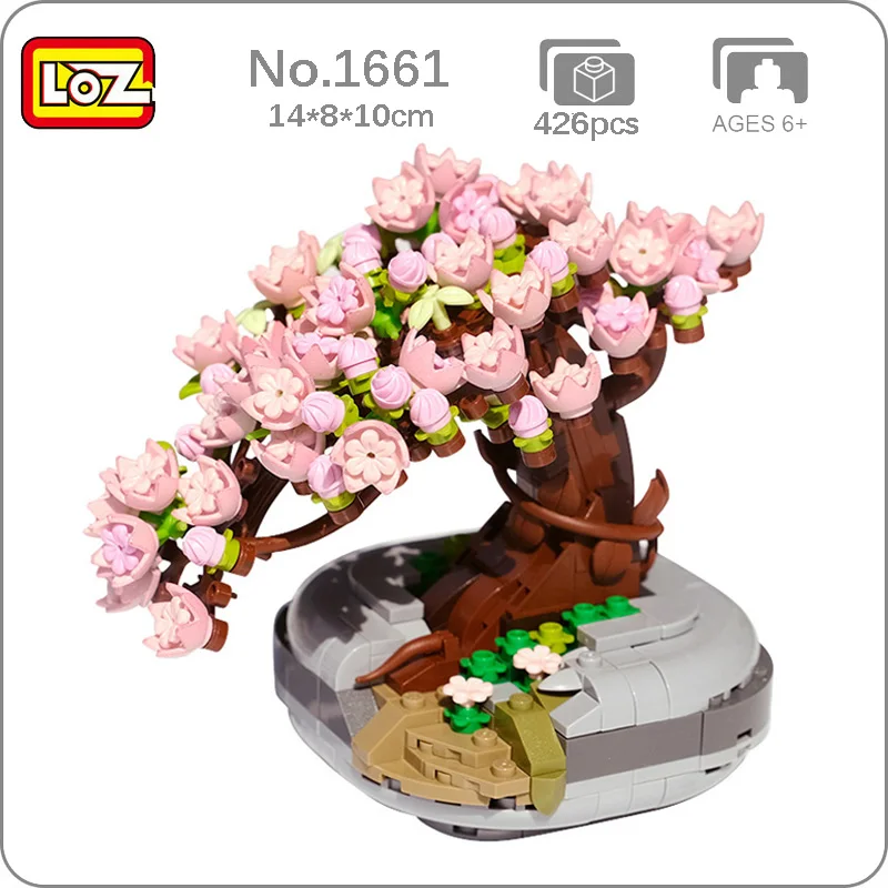 LOZ-bloques de construcción de flores eternas para niños, hermosa Sakura, planta suculenta, rosa, juguetes para niños, regalos para niñas, regalo