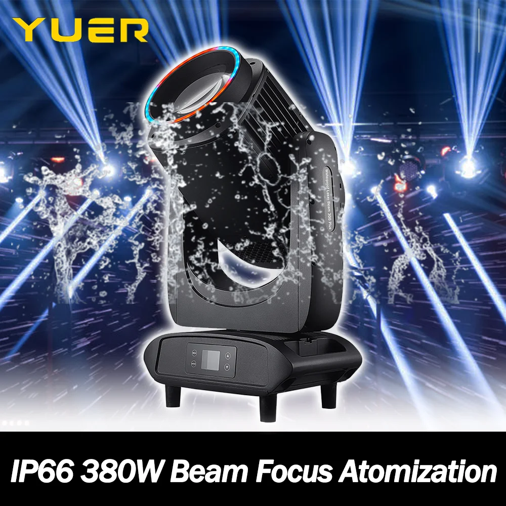 

380W bulb Beam Waterproof Moving head light with ring 8+16 prisms 13 Gobos focus Atomization Rainbow effect for DJ Disco party