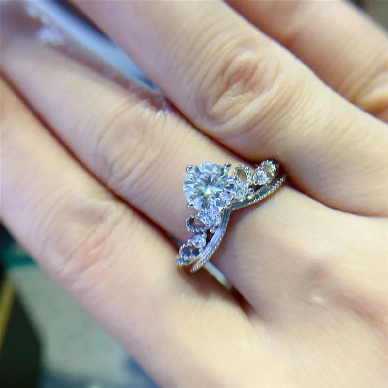 SACE الأحجار الكريمة الجديدة الفاخرة 925 فضة ريال GRA معتمد 1CT مويسانيتي خواتم مجوهرات للنساء المشاركة وعد الزفاف