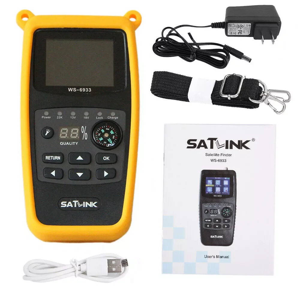 Imagem -03 - Original Satlink Localizador Satélite Ws6933 Digital Satfinder Dvb-s2 2.1 Polegada Display Lcd Fta c & ku Banda Sat Medidor de Bateria de Lítio