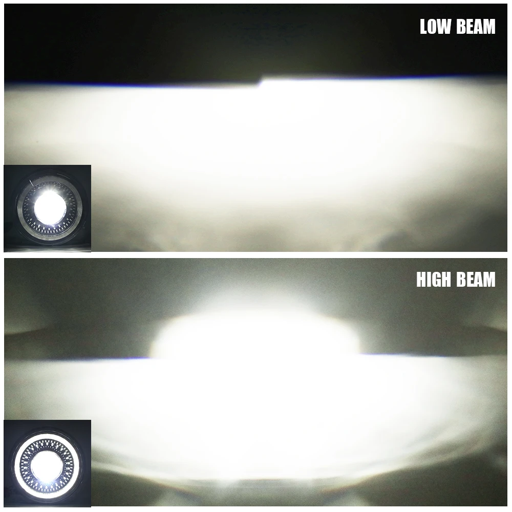 Hot selling：DRL  7 Inch Headlight Amber Angel Eye Led Offroad Led Round 7