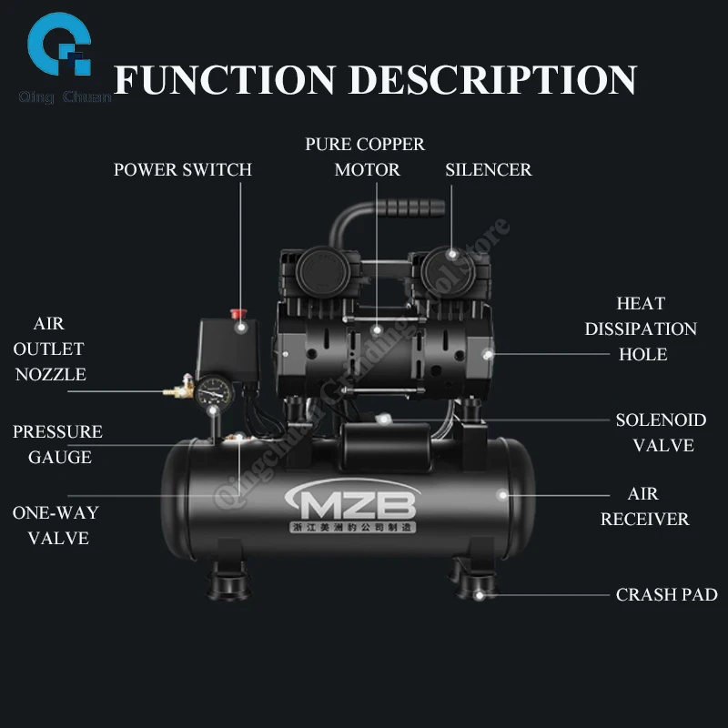 Air Compressor Industrial Grade Static Bass Oil-Free Air Compressor Small Silent Pump Industrial Grade Air Compressor