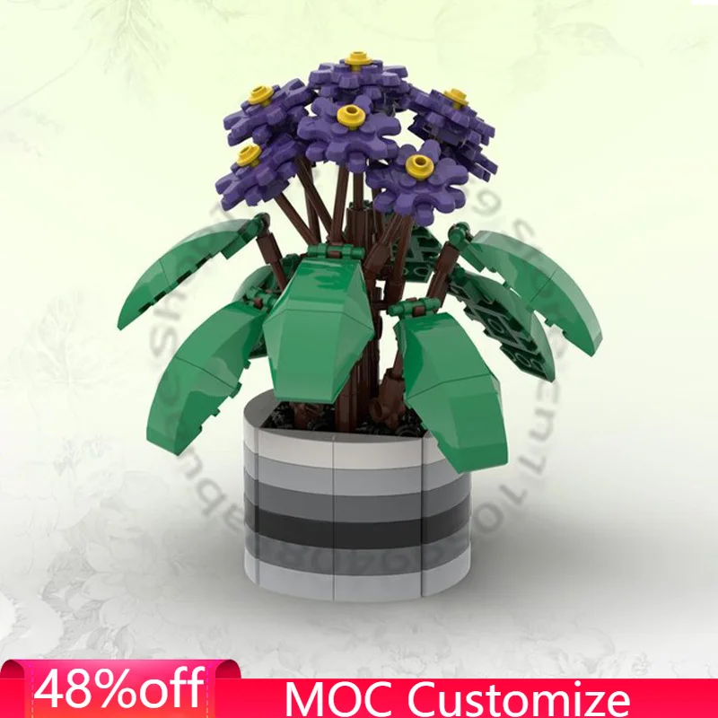 

264 PCS Romantic African Violet MOC Customize Modular Building Block Model Educational Brick Popular DIY Boys Toy Christmas Gift