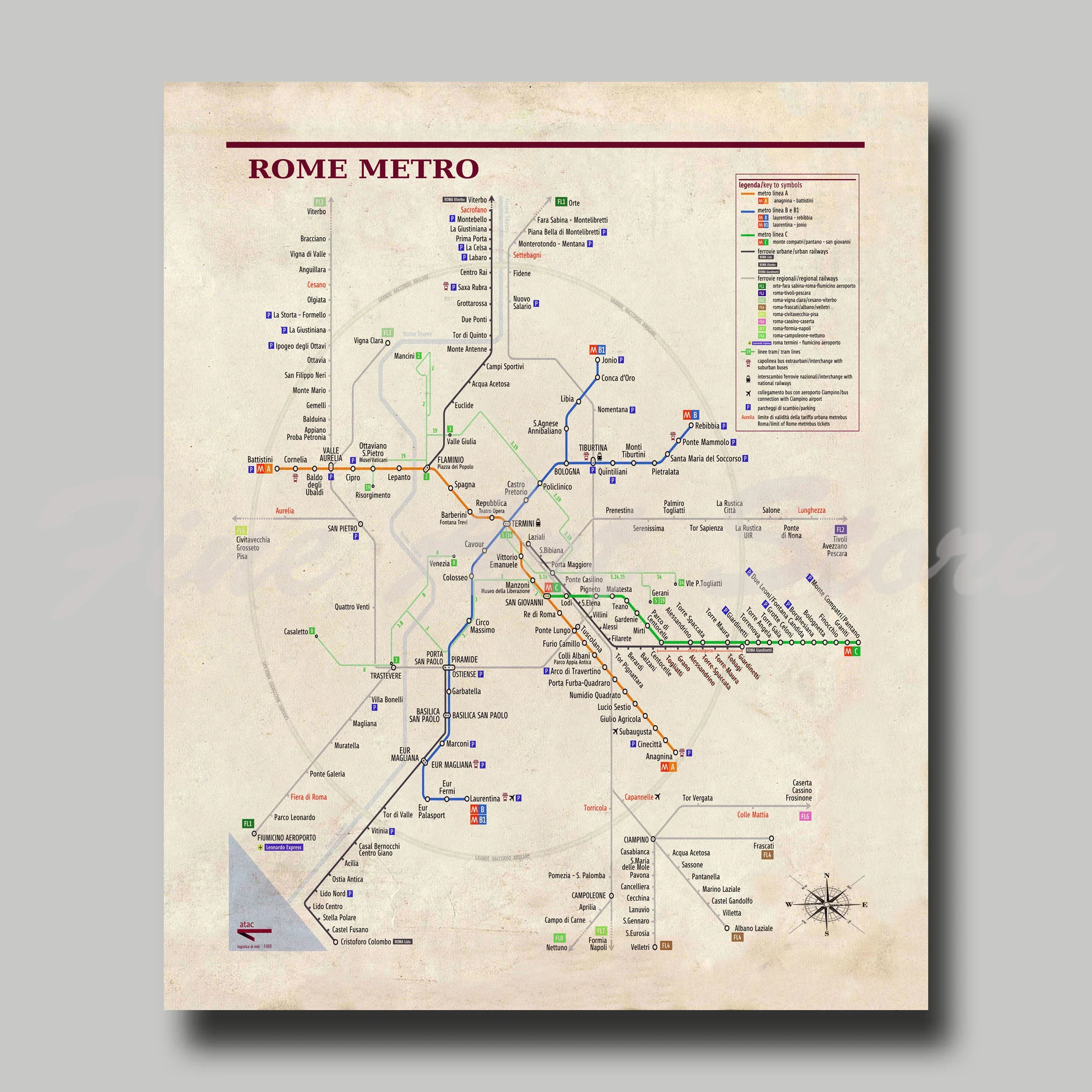 Retro Rome Paris Tokyo London Travel City Metro Map Train Station Subway Poster Canvas Painting Wall Art Pictures Home Decor