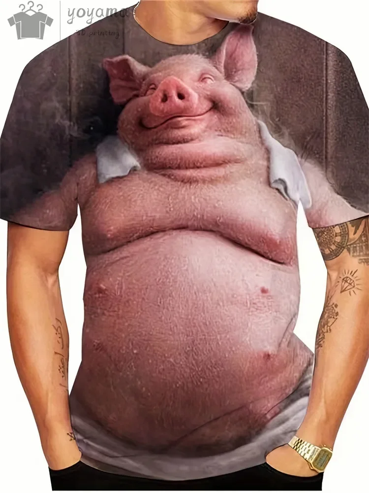 

Men's Pig Shirt 3d Printing Men's T Shirts Funny Summer Animals O-Neck Oversized Short Sleeve Casual Comforts Tee Shirt Tops