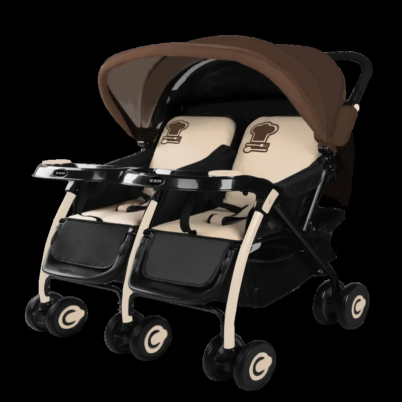 

Twins Stroller Lightweight Foldable Double Stroller Mutifunction Baby Strollers Four Wheel Trolley Cart Stroller for Baby Twins