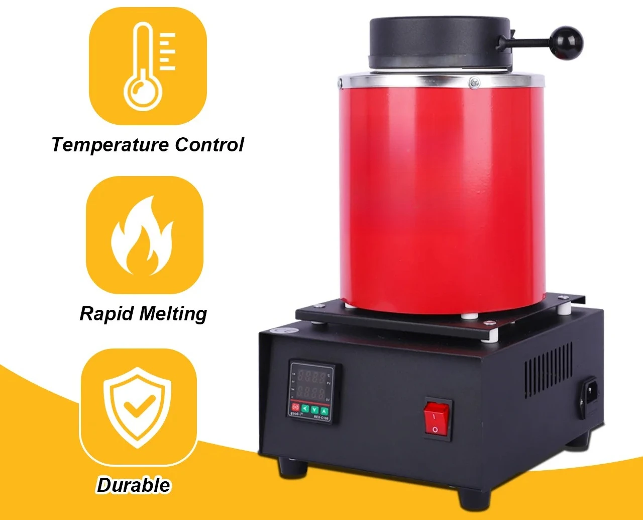 Furnace 1150C Electric Smelter with Graphite Crucible for Gold Silver Copper TOOLTOS 1800W Digital Gold Melting
