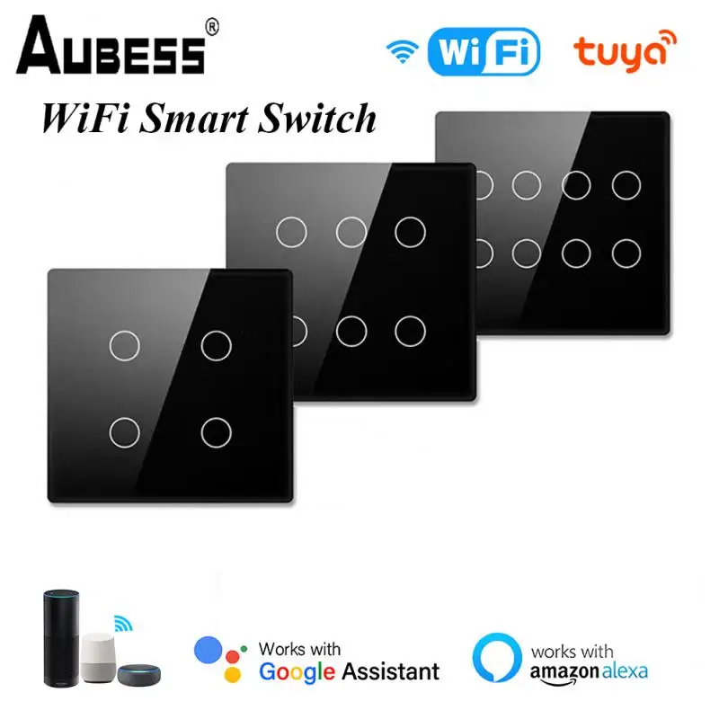 

Tuya Wifi Smart Switch Brazil 4/6/8 Gang Smart Panel Switch Zero Live Wire Switch Smart Home Voice Control Via Alexa Google Home