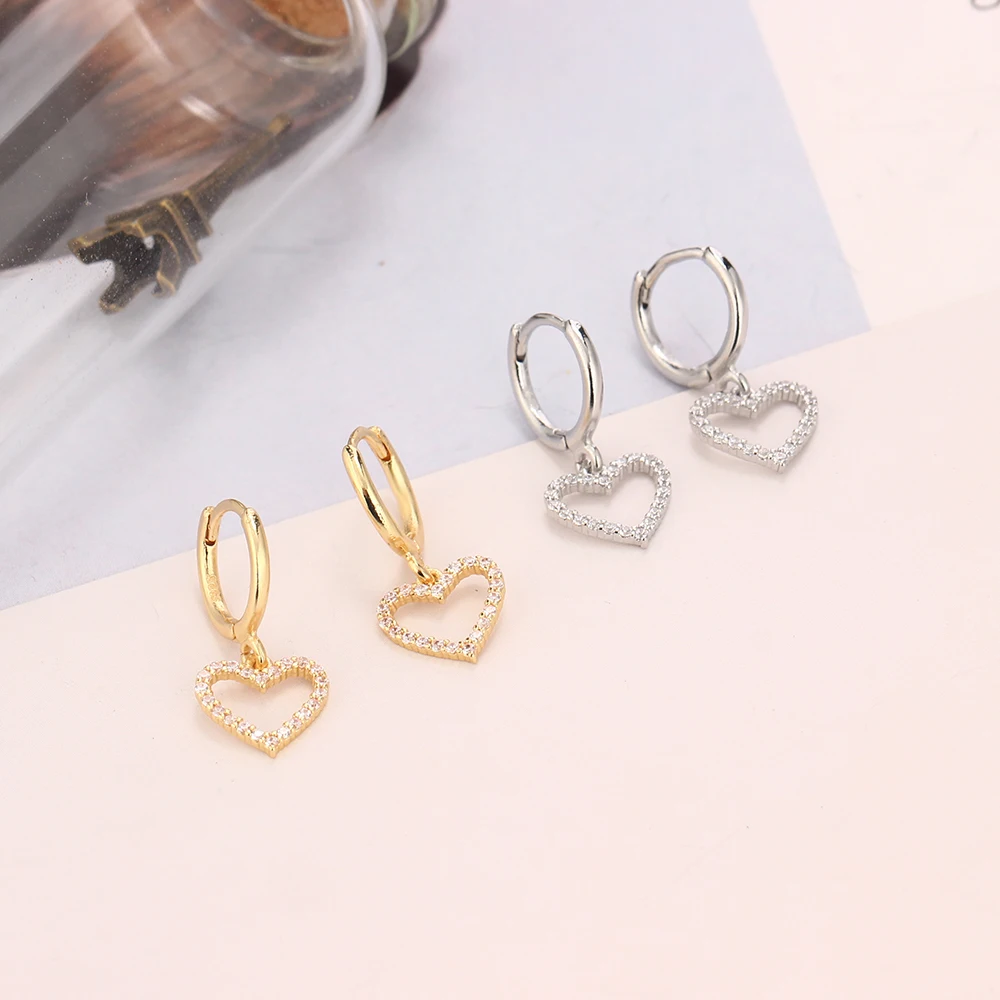 Shiny Heart Earrings for Women Crystal  Drop Earring for Women Huggie CZ Cubic Zirconia Wholesale Simple Jewelry Pendientes 2025