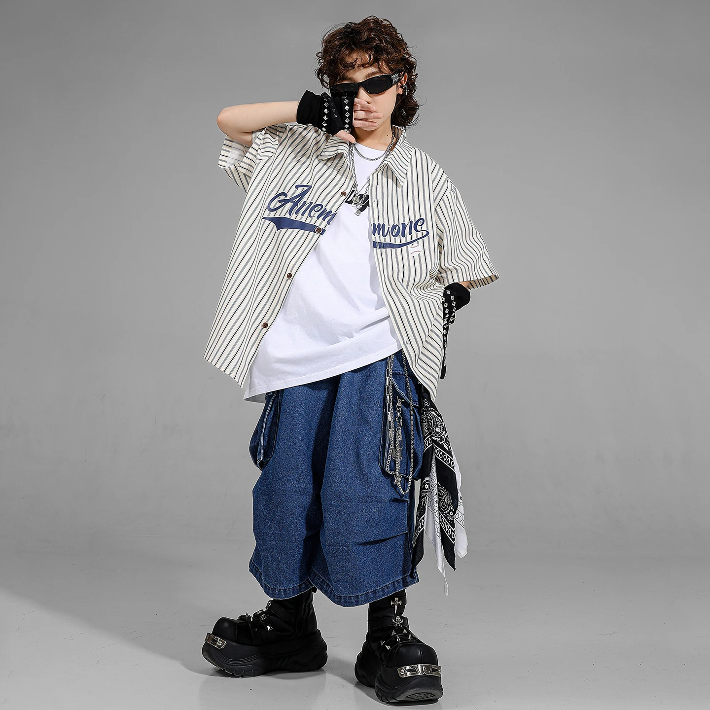 Hip Hop Outfit Jungen T-shirt Baggy Cargo Hosen Street Dance Capri Kurze Mädchen K-pop Jazz Kostüm Kind Kleidung Set kinder Streetwear