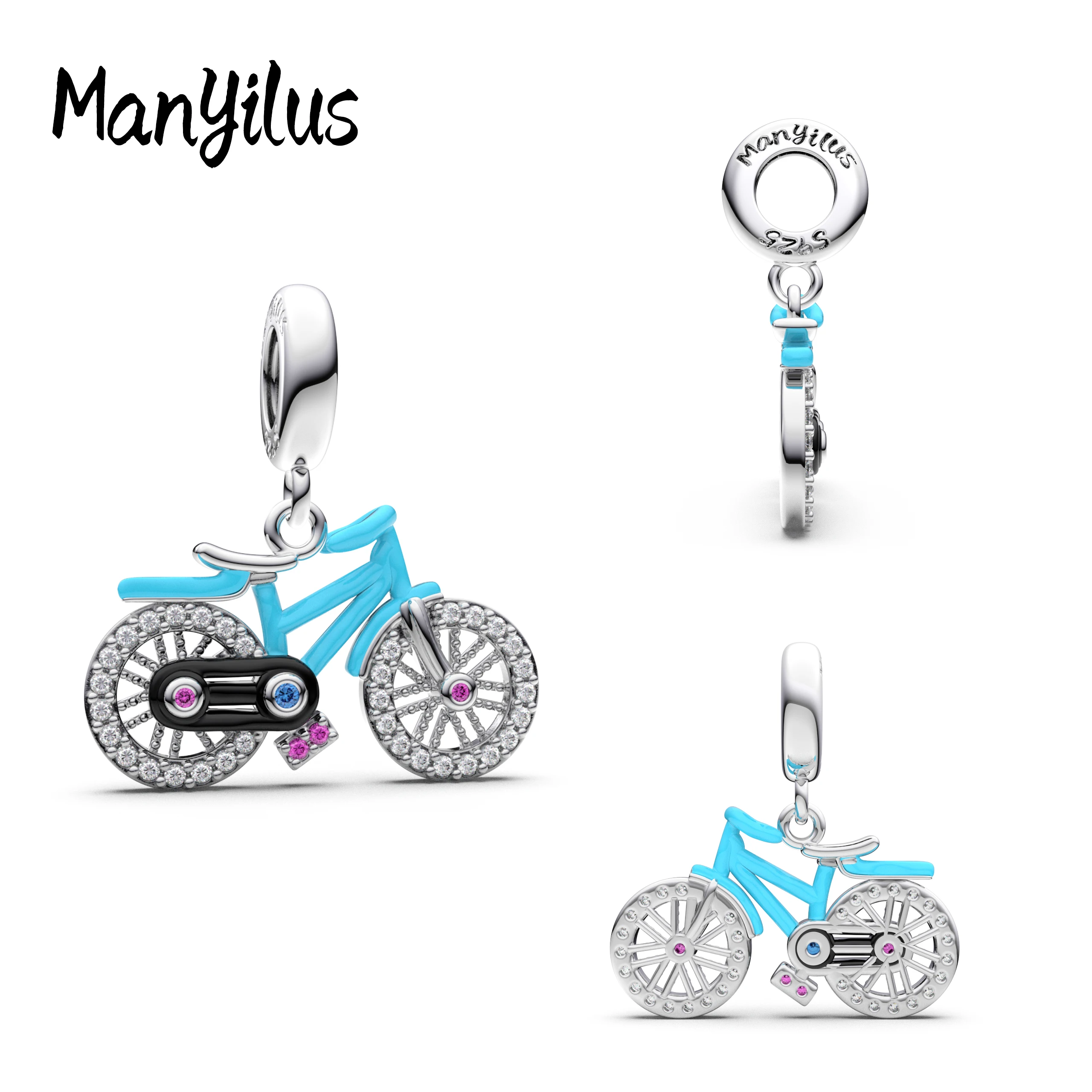 

Manyilus 2025 Bicycle Charms S925 Sterling Silver Women's Jewelry Beads For Original 925 Silver Charm Bracelet Charms For Jewel