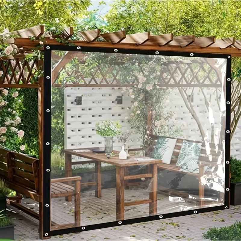 Transparente wasserdichte Plane für den Garten, regensichere, klare Polyethylen-Plane, Pflanzenabdeckung, transparente Plane mit Öse – Detail 5