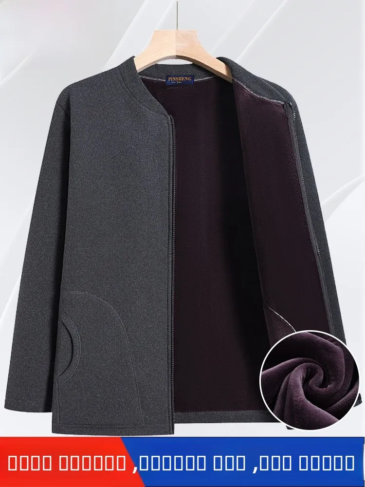 

New Thiened Fce Lined Cotton Jaet for Middle-Aged And ly Men Dad Sle Warm Outerwear Autumn Winter Top Coat