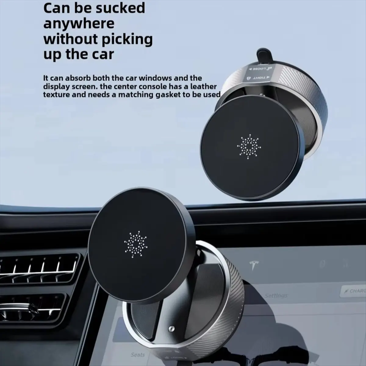 【ELEVATE LIFE】Magnetic Vacuum Car Mount Mobile Phone Holder Foldable Double-Sided Suction Cup 360° Rotation Smartphone Stand Bla