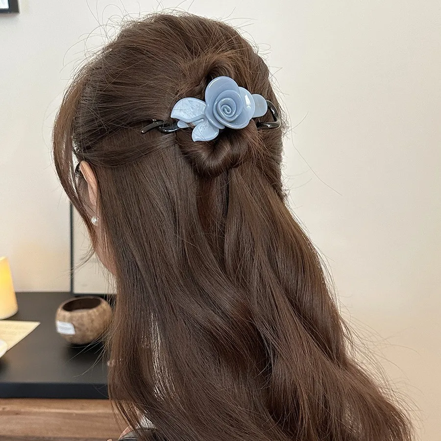

Premium Rose Twist Hair Clip Korean Style Retro Ponytail Updo Clip for Women Elegant Daily Use Brown