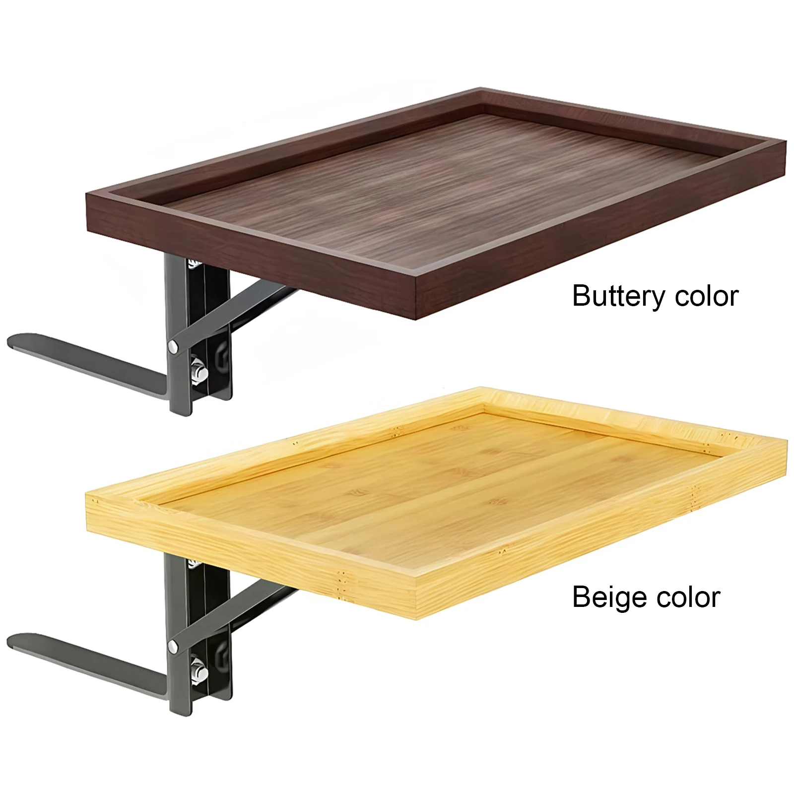 Wooden Bed Table Shelf No Drilling Attachable Bedside Table Caddy Bedside Table Storage for Dorm Bunk & Loft Beds and Kids Room