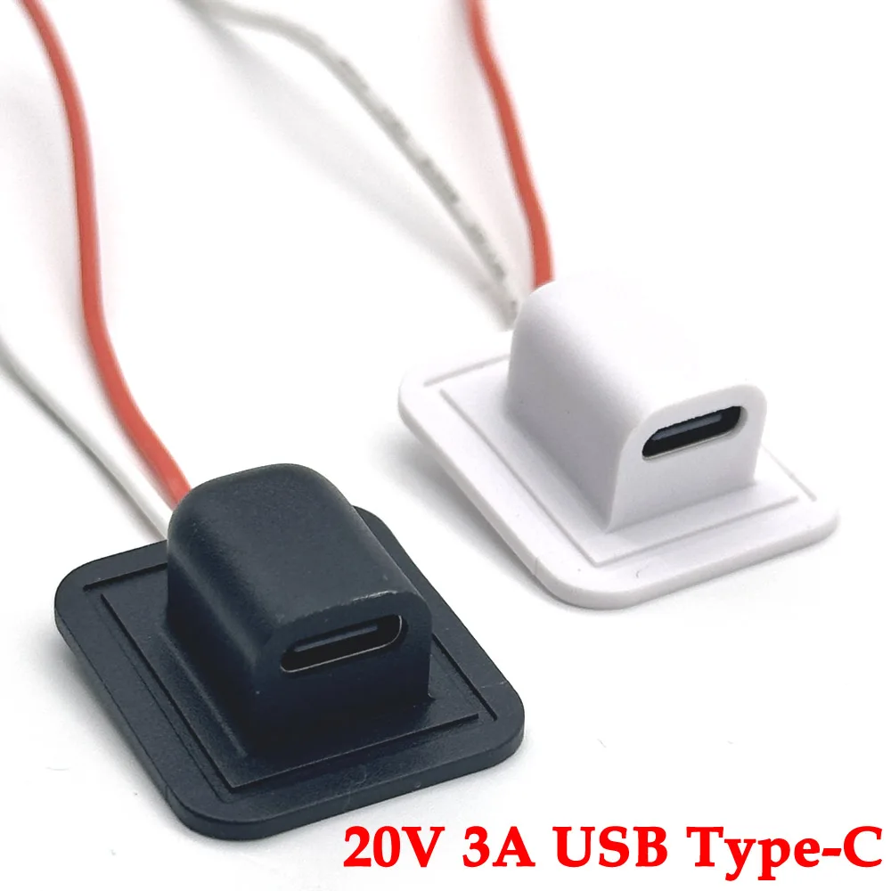 

2Pin Type C With 24AWG High Current Charging Socket Snap Lock Plate USB TYPE-C Female Waterproof Female Connector Jack