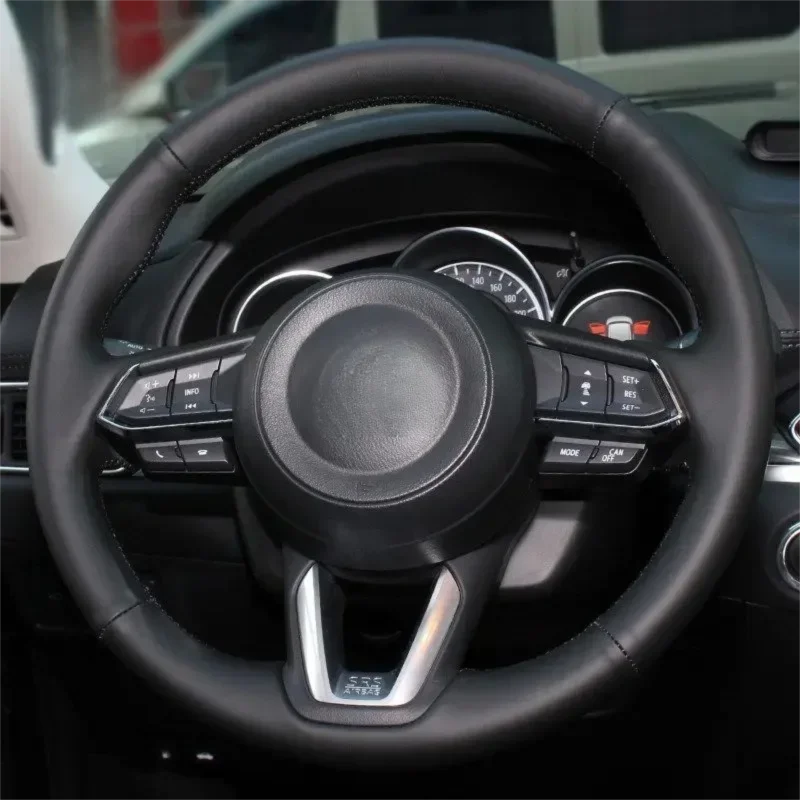 Suitable for Mazda 3 Axela leather steering wheel cover with no holes and hand seams CX-5CX-30CX50 Mazda 6 Ruiyi CX4